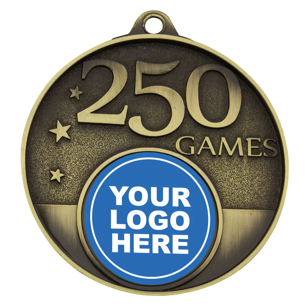 Gold 250 games milestone medal with metal construction