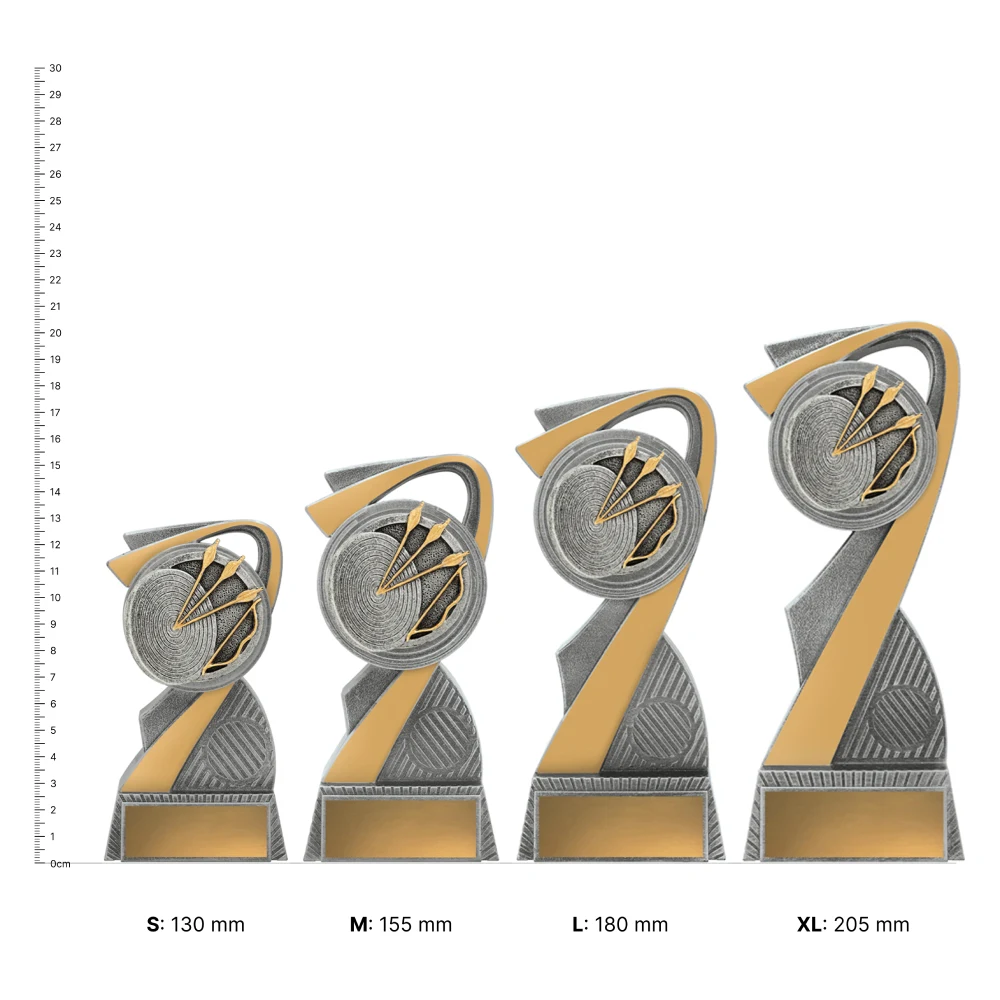 Archery Arclight trophies next to ruler