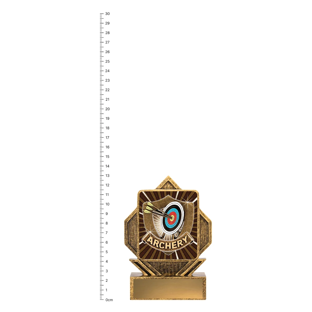 Archery Lynx Arrow trophy next to ruler