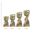 Athletics Arclight Gold trophies next to ruler