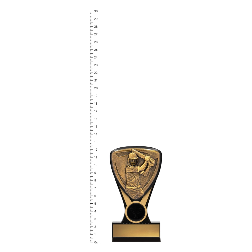 Batting Nova Mini trophy next to ruler
