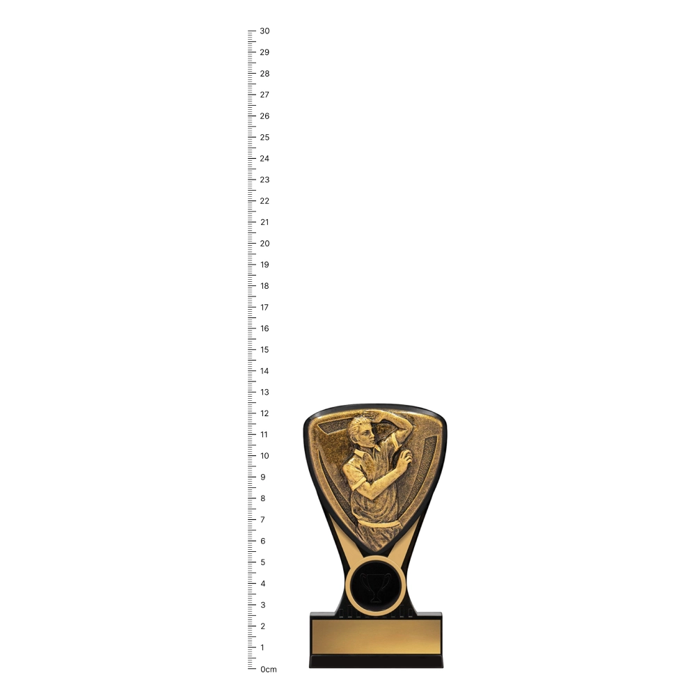 Bowling Nova Mini trophy next to ruler