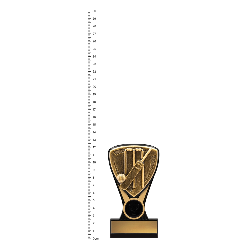 Cricket Nova Mini trophy next to ruler