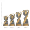 Cross Country Arclight trophies next to ruler