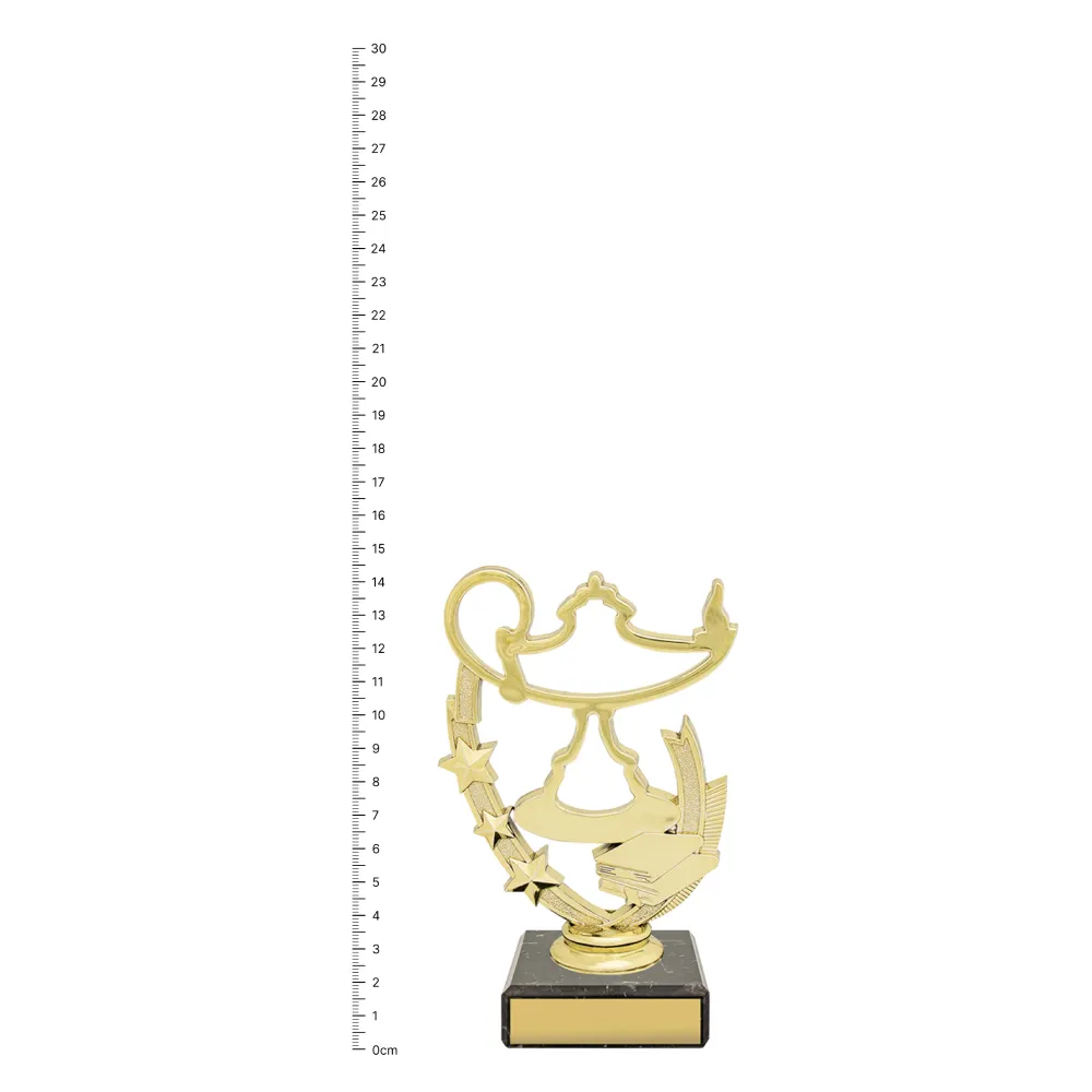 Figure Trophy - Academic Theme next to ruler
