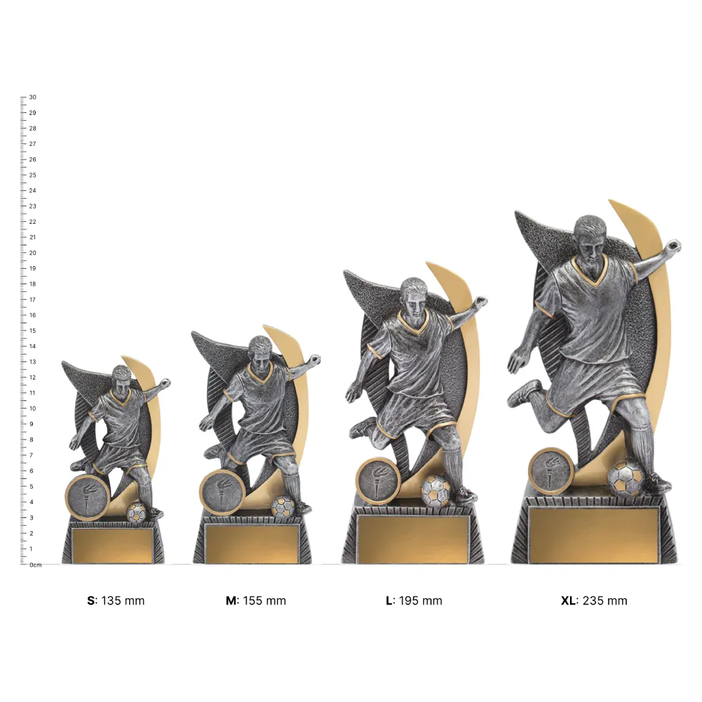 Football Male Warrior trophies next to ruler