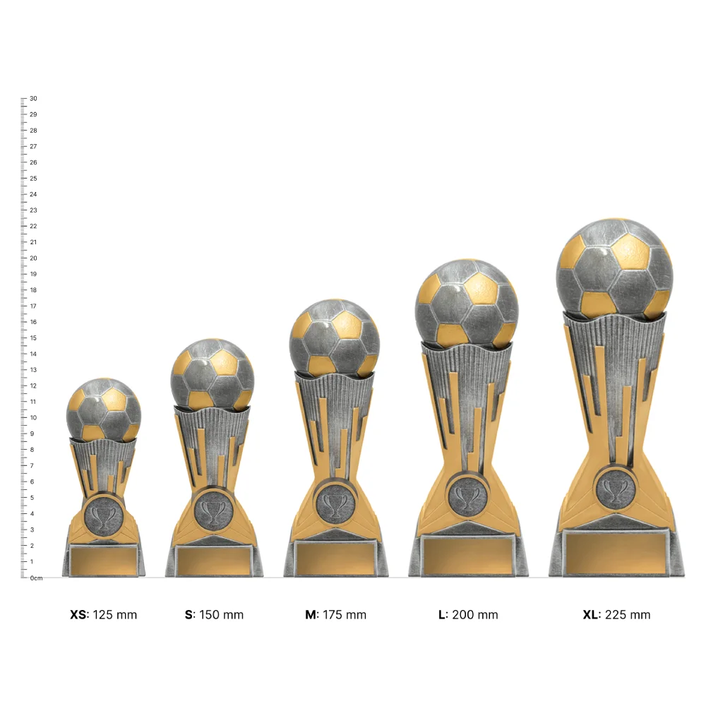 Football Mercury trophies next to ruler