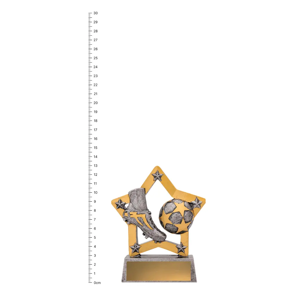 Football Mini Star trophy next to ruler