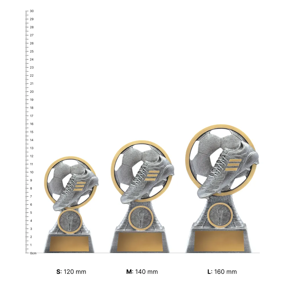 Football Pearl trophies next to ruler
