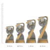 Jazz & Tap Arclight trophies next to ruler