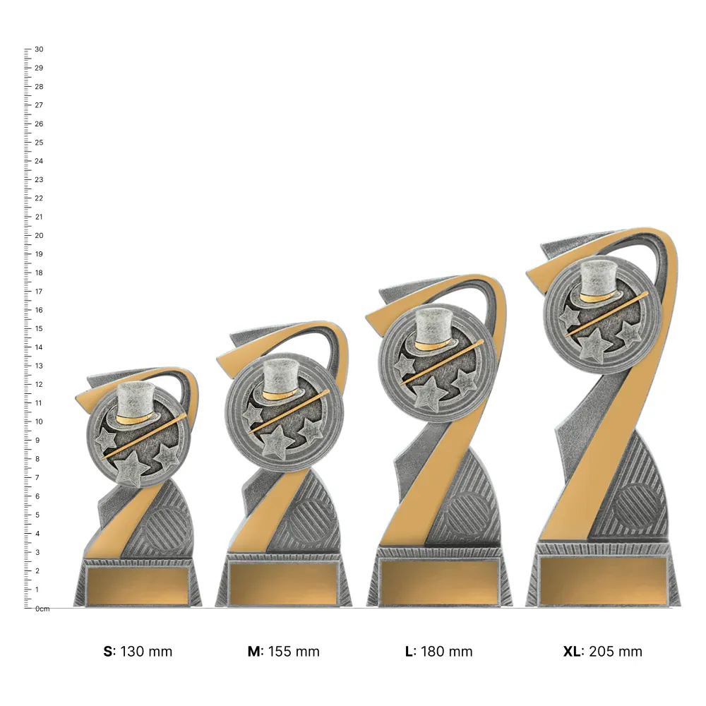 Jazz & Tap Arclight trophies next to ruler