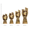 Lacrosse Antique Gold Lynx trophies next to ruler