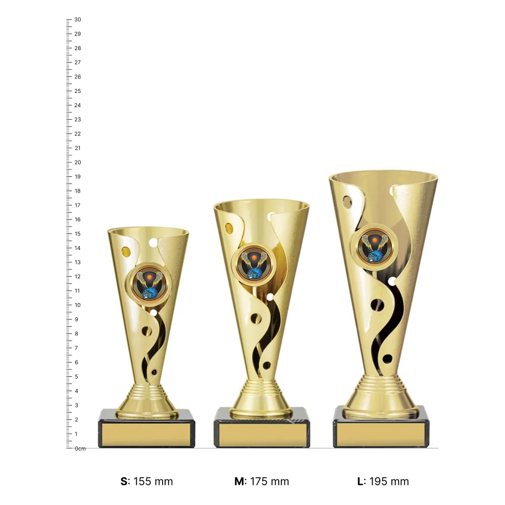 Lacrosse Carnival Cup trophies next to ruler