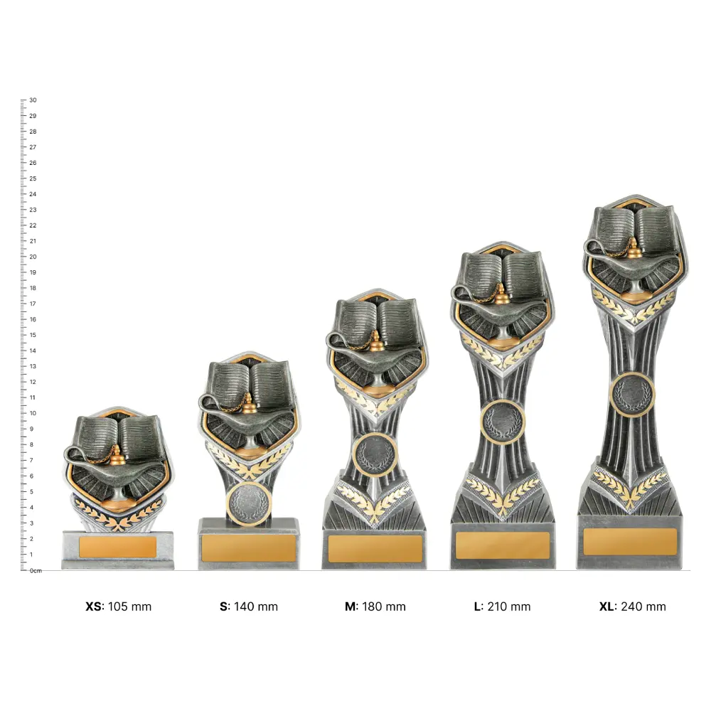 Lamp of Knowledge Falcon Tower trophies next to ruler