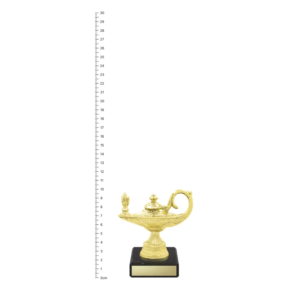 Lamp of Knowledge trophy next to ruler