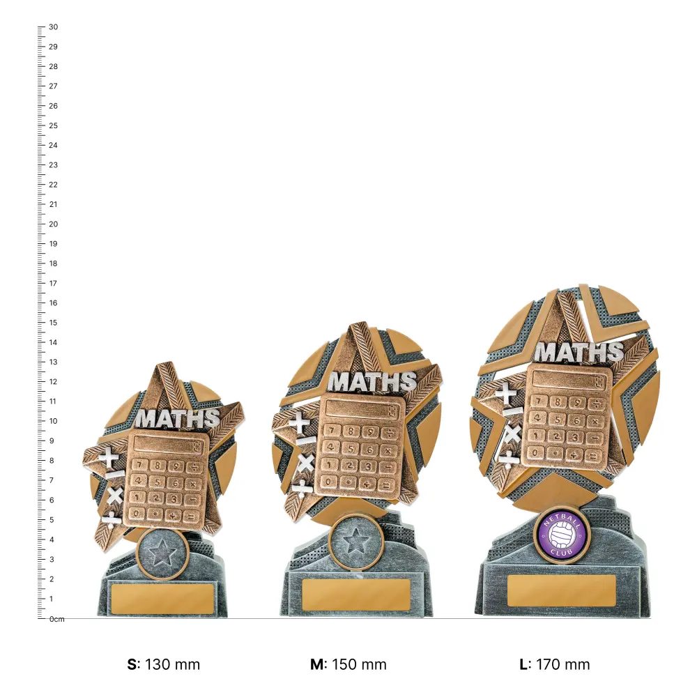 Maths Starburst Stand trophies next to ruler
