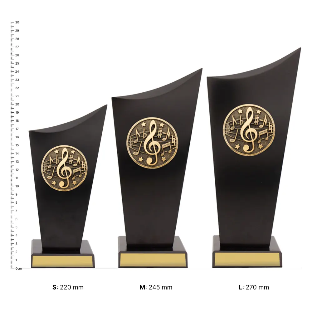 Music Spartan Crest trophies next to ruler