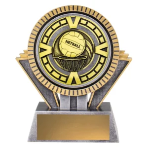 Silver / gold spartan varsity - netball with resin / metal construction