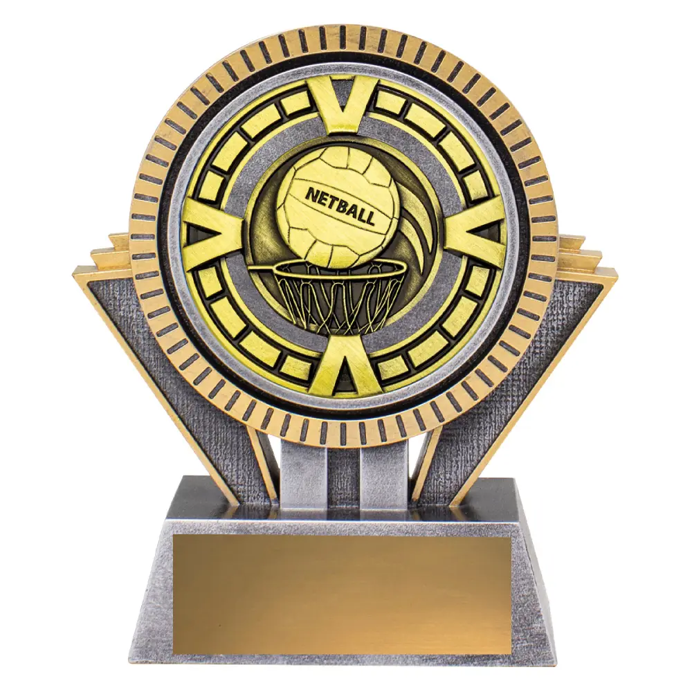 Silver / gold spartan varsity - netball with resin / metal construction