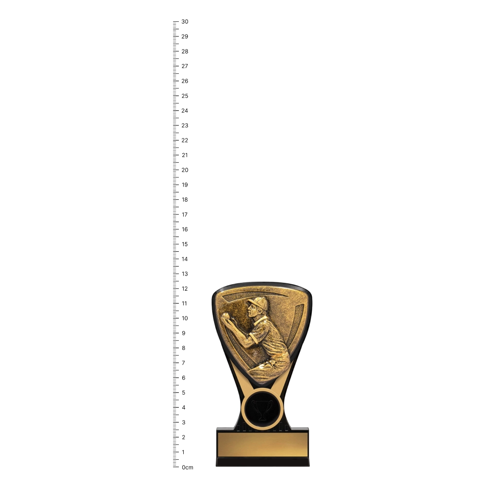Fielding Nova Mini trophy next to ruler