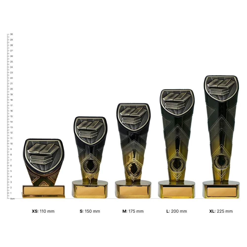 Reading Fusion Cobra trophies next to ruler