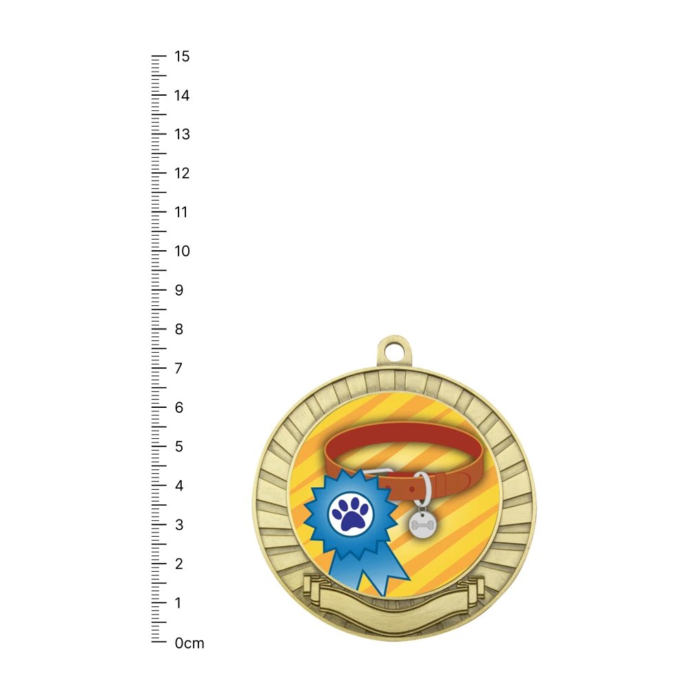 Ribbon & Collar Eco Scroll gold next to ruler