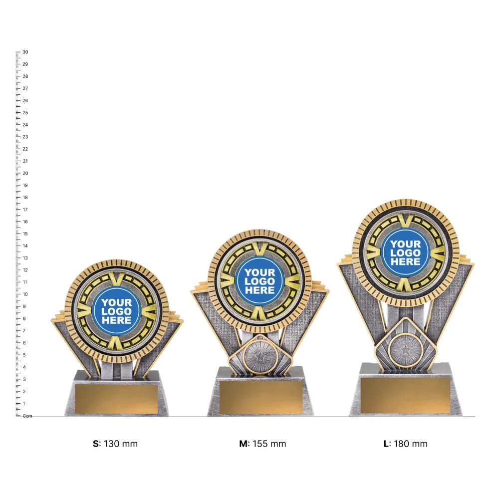 Spartan Varsity trophies next to ruler