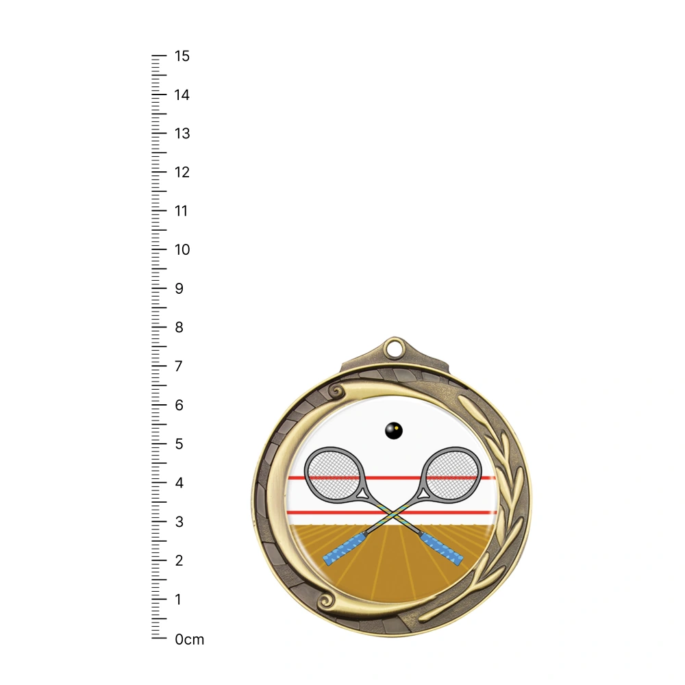 Squash Wreath gold next to ruler