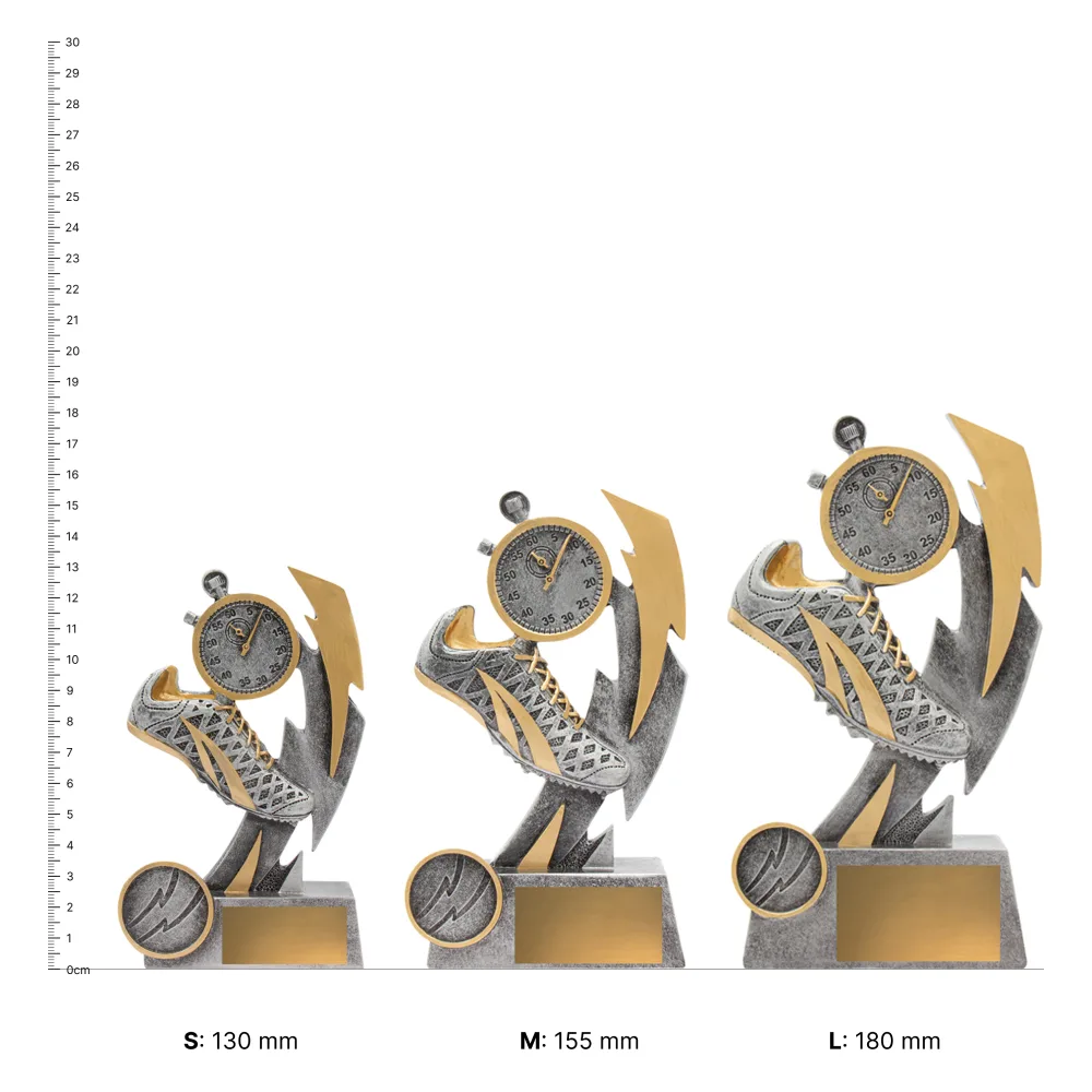 Track Shazam trophies next to ruler