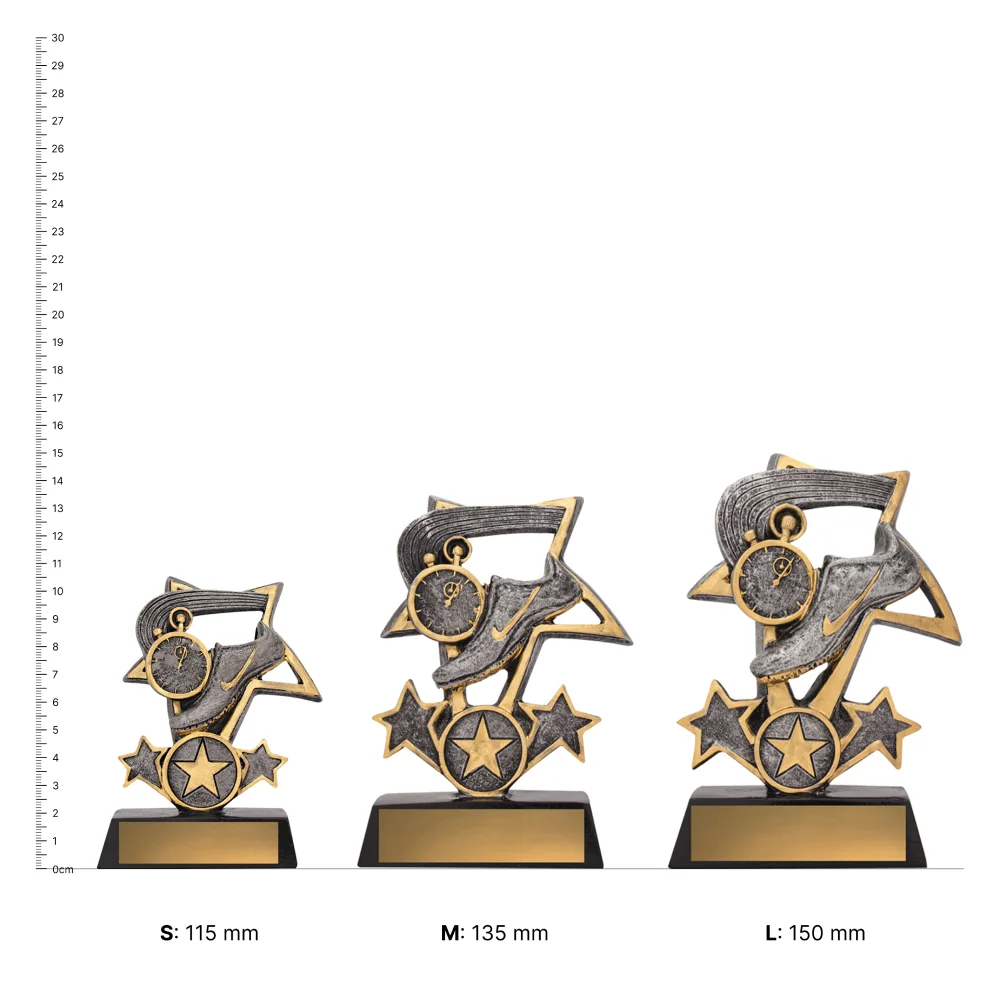 Track Tri-Star trophies next to ruler