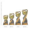 Water Polo Arclight Gold trophies next to ruler