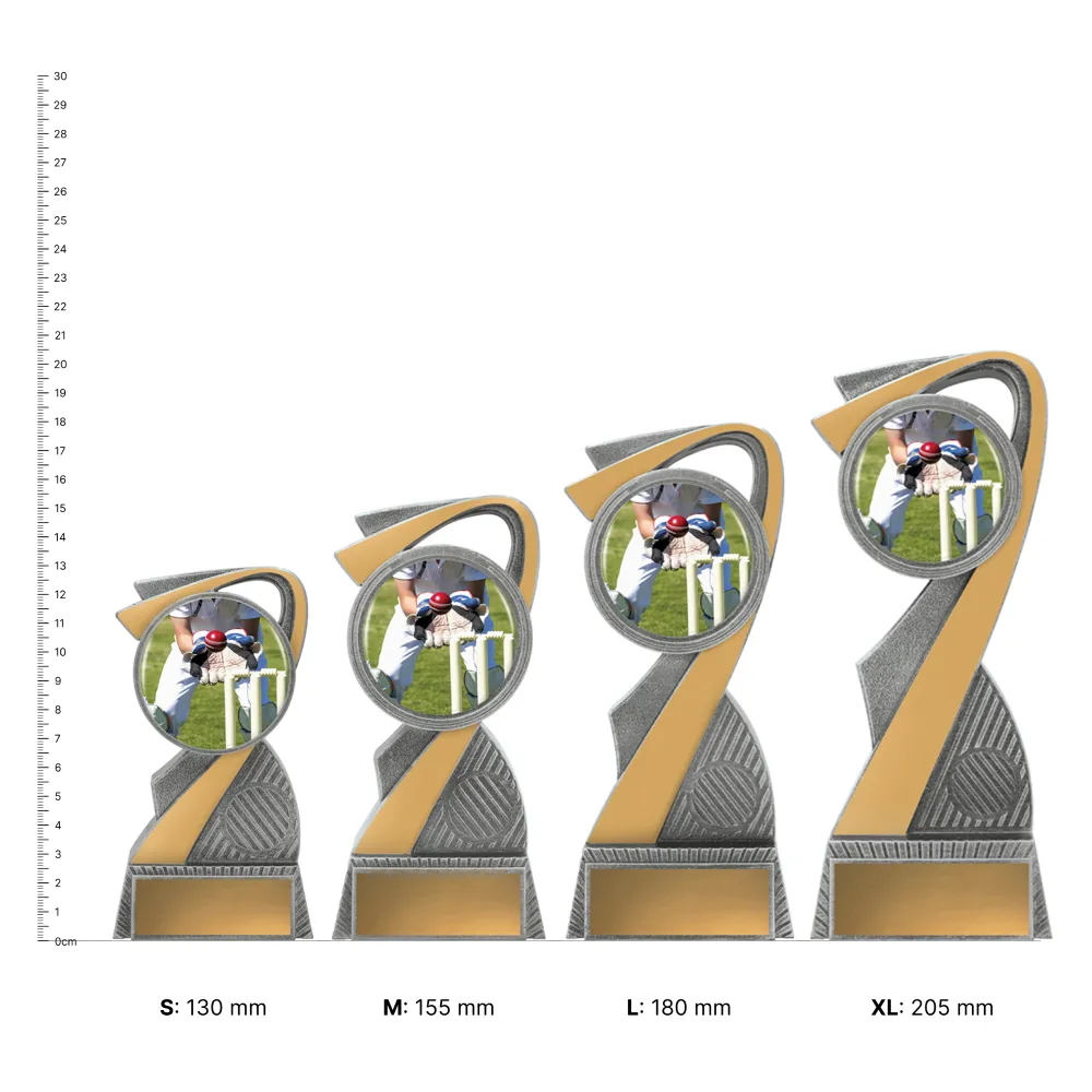 Wicketkeeper Arclight Colour trophies next to ruler