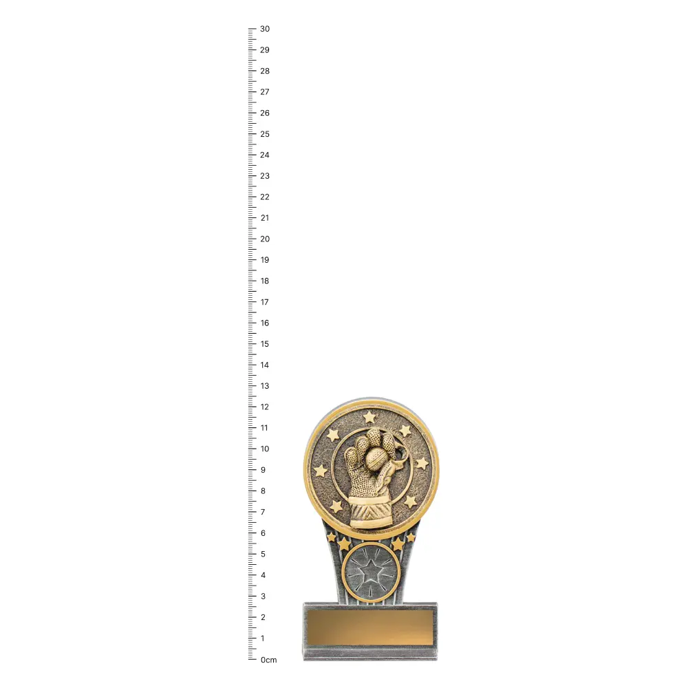 Wicketkeeper Mini IKON trophy next to ruler