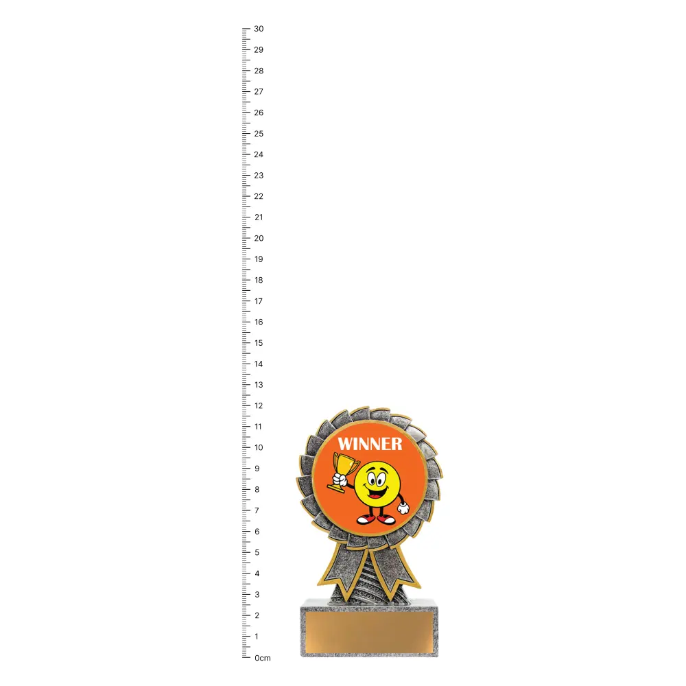 Winner Aster trophy next to ruler
