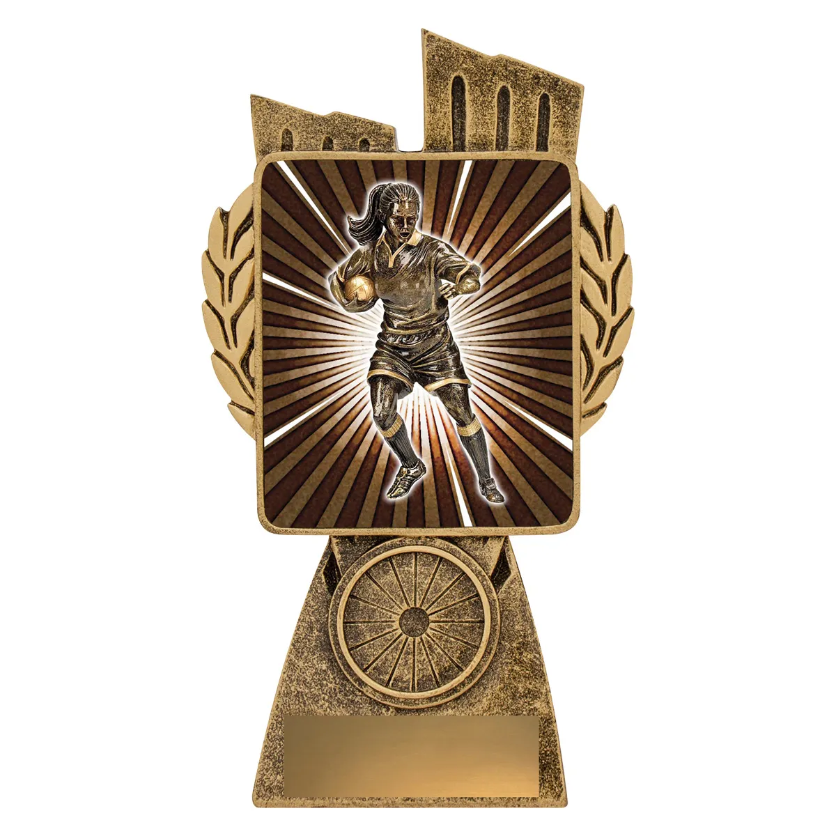 Gold antique gold lynx - rugby female with resin construction