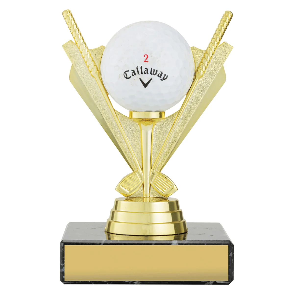 Gold ball holder trophy with plastic / marble construction
