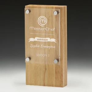 Banner award with acrylic / wood construction