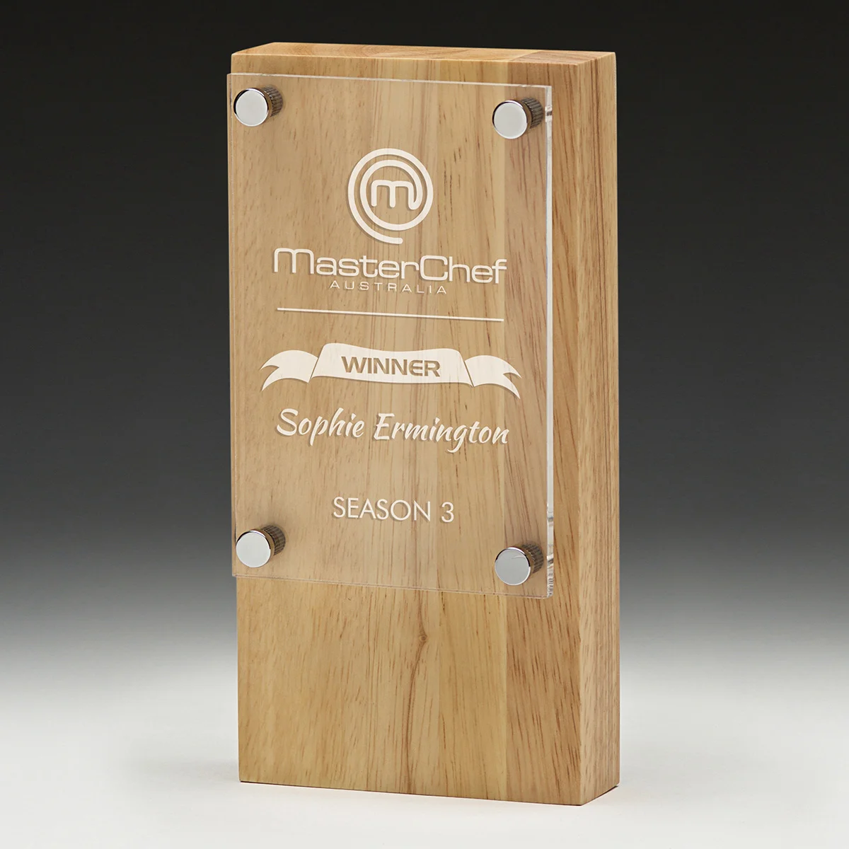 Banner award with acrylic / wood construction
