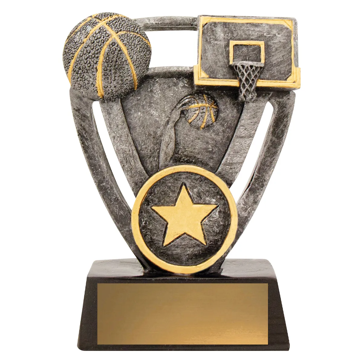 Silver basketball budget with resin construction