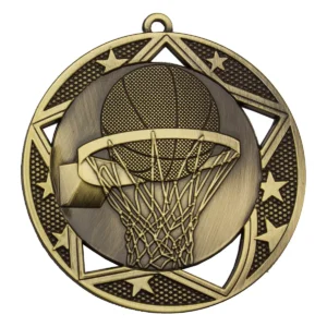 Gold basketball galaxy medal with metal construction