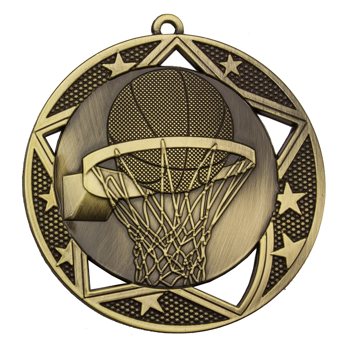 Gold basketball galaxy medal with metal construction