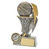 Silver basketball shazam with resin construction