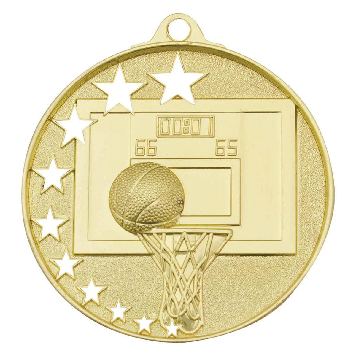 Gold basketball stars with metal construction