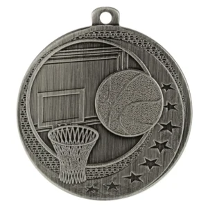 Silver basketball wayfare with metal construction