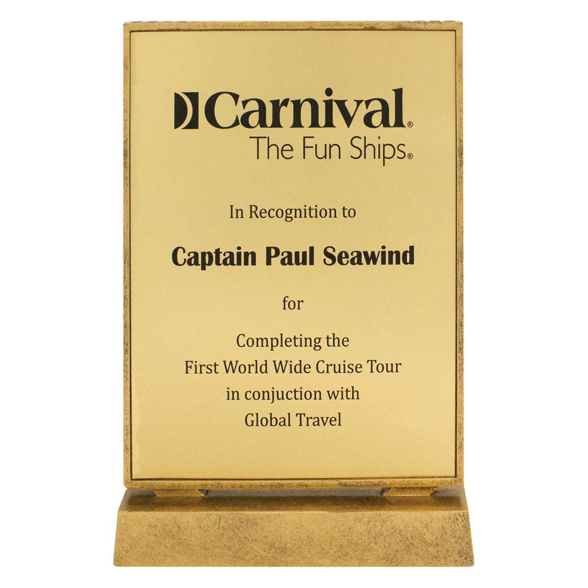 Gold billboard gold xtra plaque with resin construction