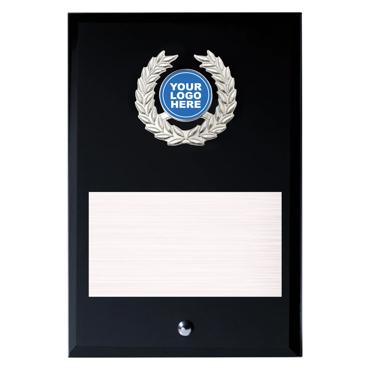 Black black glass plaque with glass construction