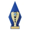Blue blue arrow with plastic / timber construction
