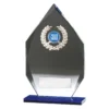 Blue blue arrowhead with glass construction