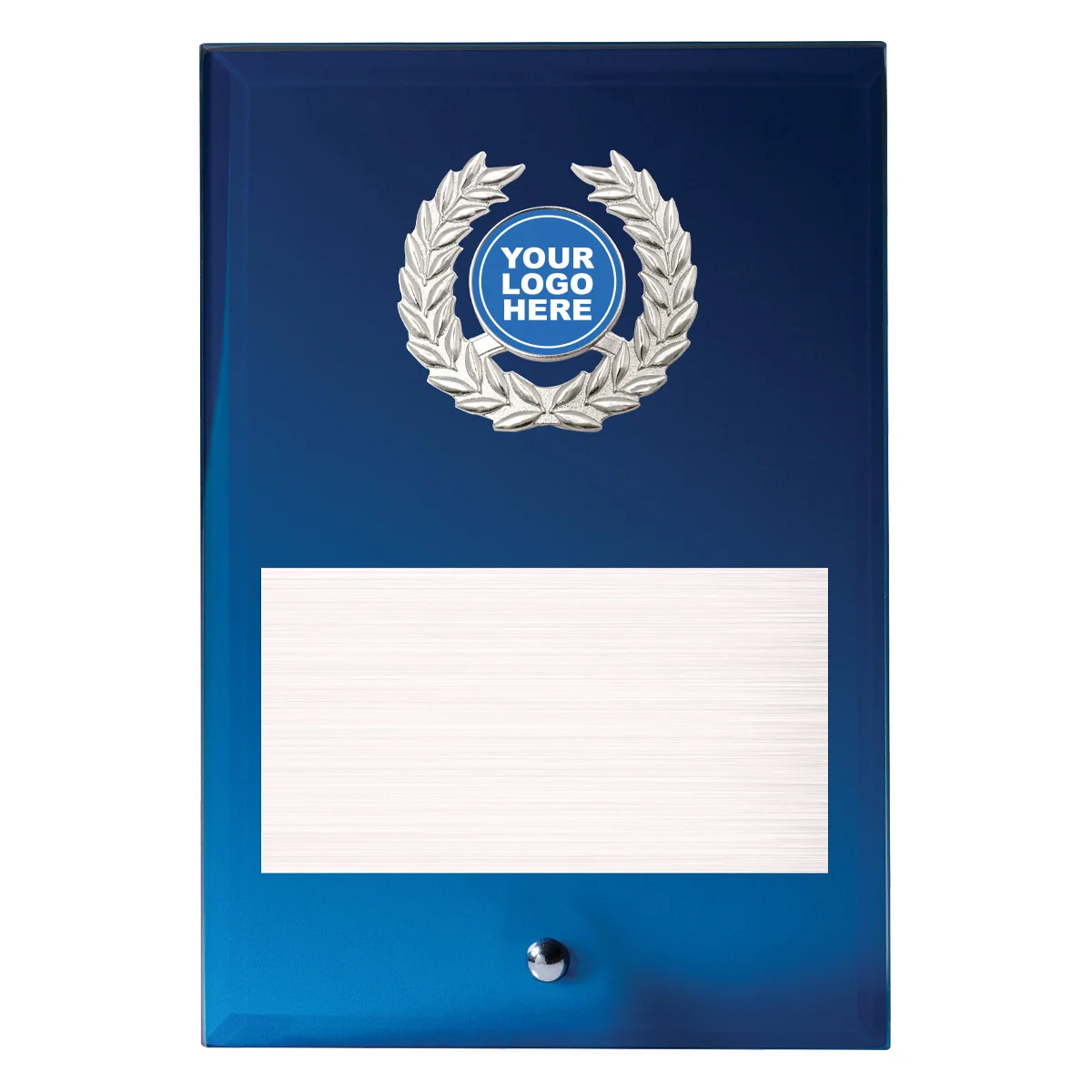 Blue blue glass plaque with glass construction