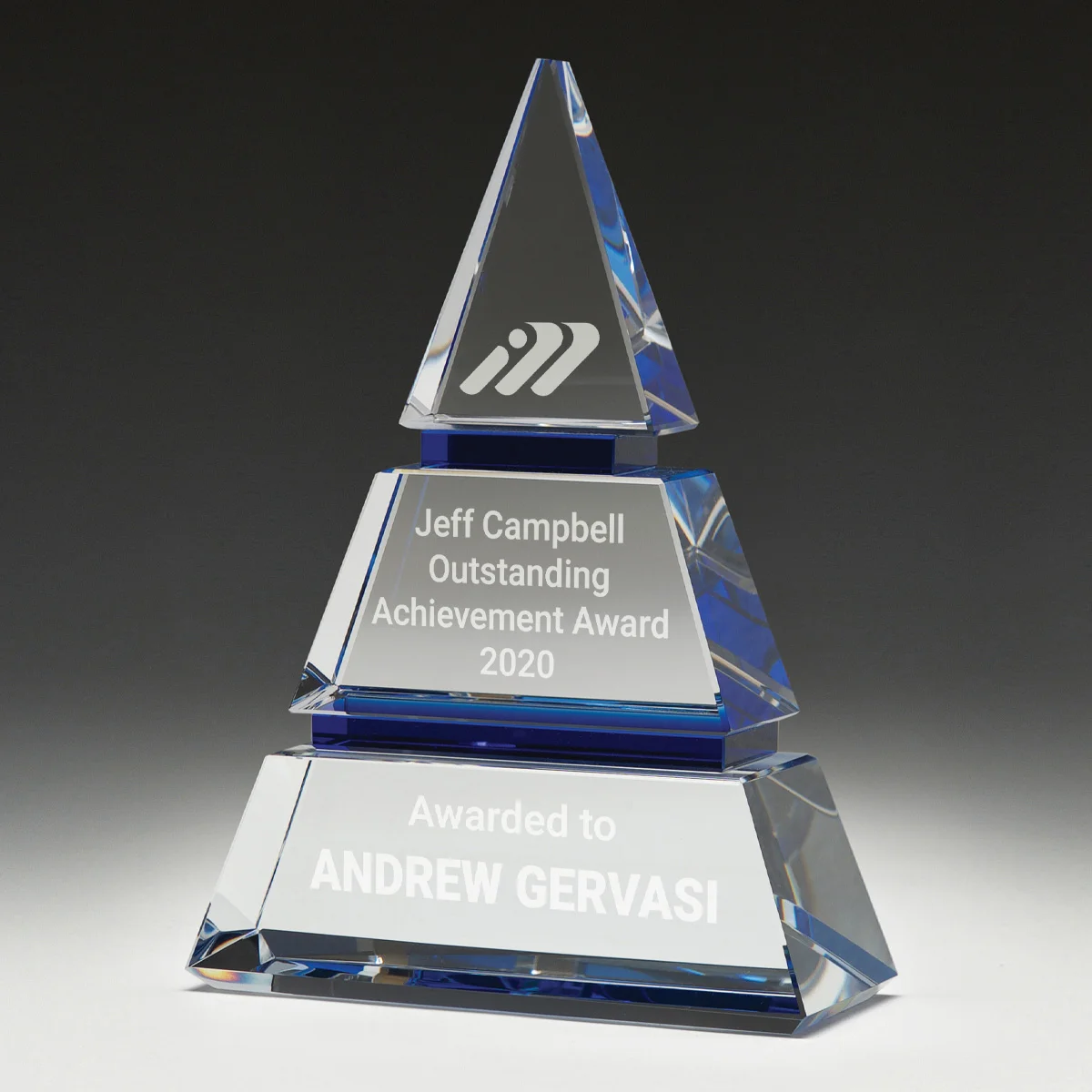 Blue blue pyramid crystal with crystal construction